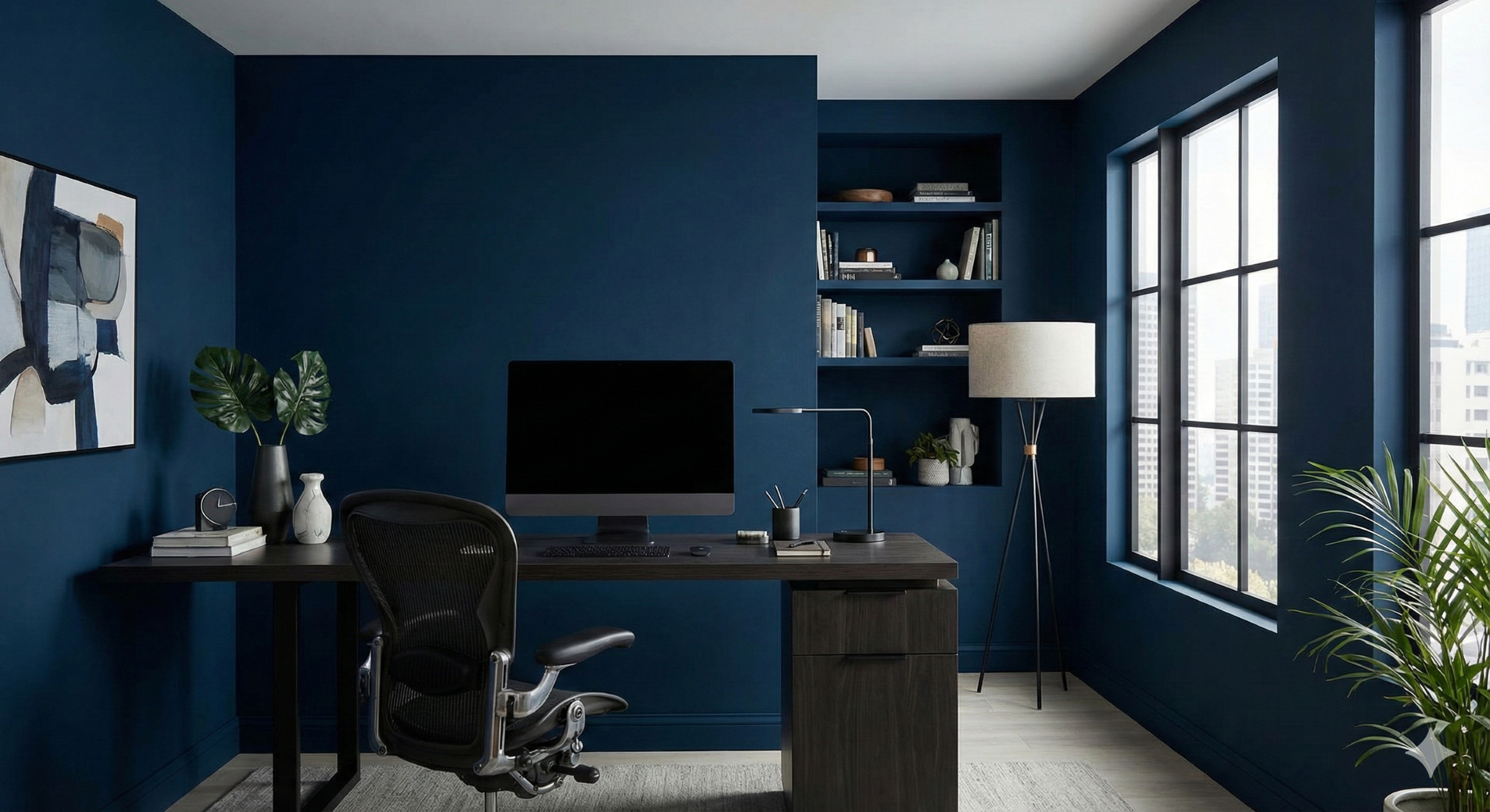 Oficina Azul Profundo Pared